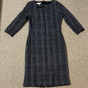 Chic Black Plaid Long Sleeve Dress